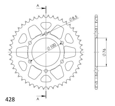 Couronne SuperProx Cour acier RFE - 1844 52 - BLK 50 - 15070 52 - Black 52 dents