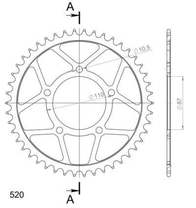 Couronne SuperProx acier RFE - 823 47 - BLK - Black 47 dents