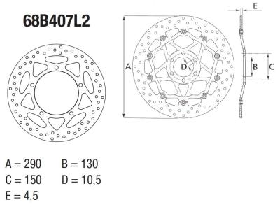 Disque de frein AV rond Fixe Brembo Serie ORO 68B407L2