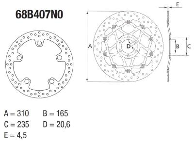 Disque de frein AV rond Fixe Brembo Serie ORO 68B407N0