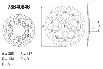 Disque de frein AV rond flottant Brembo Serie ORO 78B40846