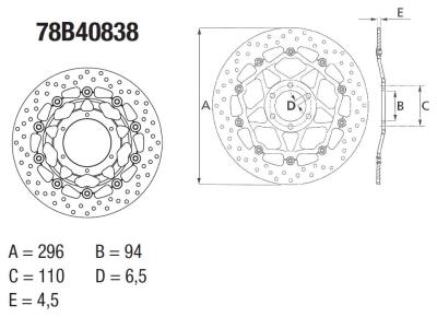 Disque de frein AV rond semi-flottant Brembo Serie ORO 78B40838