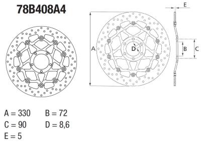 Disque de frein AV rond semi-flottant Brembo Serie ORO 78B408A4