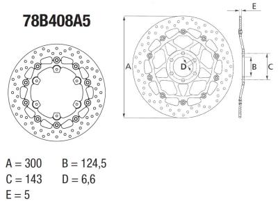 Disque de frein AV rond semi-flottant Brembo Serie ORO 78B408A5