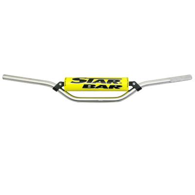 Guidon Star Bar MOTO CROSS MX - ENDURO ALU 2014 T6 DIAM 22,2mm L800mm H86mm ARGENT RENFORT - MOUSSE JAUNE