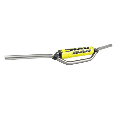 Guidon Star Bar MOTO CROSS MX - ENDURO ALU 2014 T6 DIAM 22,2mm L800mm H86mm TITANE RENFORT - MOUSSE JAUNE