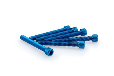 Kit Visserie Car&eacute;nage Puig En Aluminium Anodis&eacute; Bleu Blister 6 vis allen M6x50mm