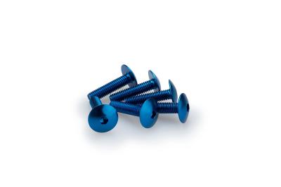 Kit Visserie Car&eacute;nage Puig En Aluminium Anodis&eacute; Bleu Blister 6 vis bomb&eacute; M6x25mm