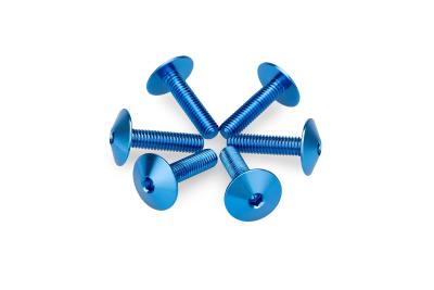 Kit Visserie Car&eacute;nage Puig En Aluminium Anodis&eacute; Bulles Bleu 6 Vis M5x15 T&ecirc;te diam&egrave;tre 13,9mm