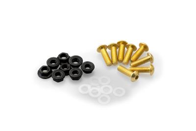 Kit Visserie Car&eacute;nage Puig En Aluminium Anodis&eacute; Bulles Jaune BLISTER 6 VIS M5 ECROUS