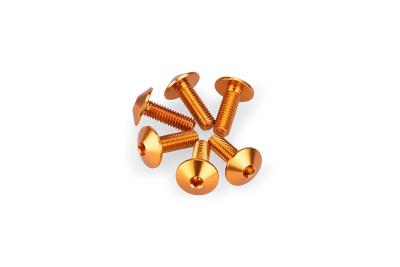 Kit Visserie Car&eacute;nage Puig En Aluminium Anodis&eacute; Bulles Orange 6 Vis M5x15 T&ecirc;te diam&egrave;tre 11,8mm