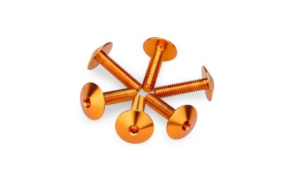 Kit Visserie Car&eacute;nage Puig En Aluminium Anodis&eacute; Bulles Orange 6 Vis M5x15 T&ecirc;te diam&egrave;tre 13,9mm