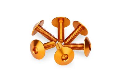 Kit Visserie Car&eacute;nage Puig En Aluminium Anodis&eacute; Bulles Orange 6 Vis M6x20 T&ecirc;te diam&egrave;tre 16,8mm