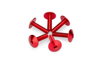 Kit Visserie Car&eacute;nage Puig En Aluminium Anodis&eacute; Bulles Rouge 6 Vis M5x15 T&ecirc;te diam&egrave;tre 13,9mm
