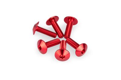 Kit Visserie Car&eacute;nage Puig En Aluminium Anodis&eacute; Bulles Rouge 6 Vis M6x20 T&ecirc;te diam&egrave;tre 13,9mm