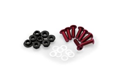 Kit Visserie Car&eacute;nage Puig En Aluminium Anodis&eacute; Bulles Rouge BLISTER 6 VIS M5 ECROUS