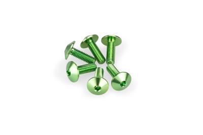 Kit Visserie Car&eacute;nage Puig En Aluminium Anodis&eacute; Bulles Vert 6 Vis M5x15 T&ecirc;te diam&egrave;tre 11,8mm