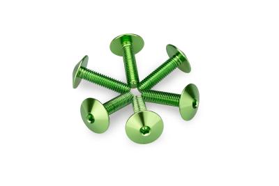 Kit Visserie Car&eacute;nage Puig En Aluminium Anodis&eacute; Bulles Vert 6 Vis M5x15 T&ecirc;te diam&egrave;tre 13,9mm