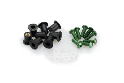 Kit Visserie Car&eacute;nage Puig En Aluminium Anodis&eacute; Bulles Vert BLISTER 6 VIS M5
