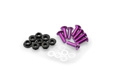 Kit Visserie Car&eacute;nage Puig En Aluminium Anodis&eacute; Bulles Violet BLISTER 6 VIS M5 ECROUS