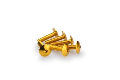 Kit Visserie Car&eacute;nage Puig En Aluminium Anodis&eacute; Jaune Blister 6 vis bomb&eacute; M6x25mm