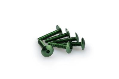 Kit Visserie Car&eacute;nage Puig En Aluminium Anodis&eacute; Vert Blister 6 vis bomb&eacute; M6x30mm