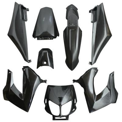 Kit car&eacute;nage P2R CARROSSERIE-CARENAGE 50 A BOITE ADAPTABLE DERBI 50 SENDA 2000+2010 NOIR BRILLANT (KIT 8 PIECES) -P2R-
