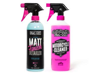 Kit entretien MUC-OFF Twin Pack Nettoyant Moto 1L + Matt Finish 750ml