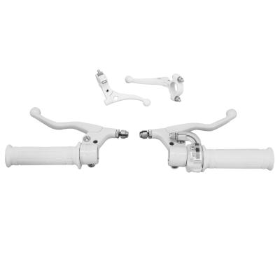 Kit poign&eacute;e de guidon et levier P2R TARGA MINI METAL BLANC