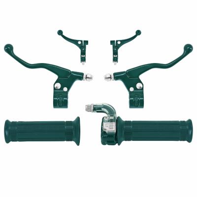 Kit poign&eacute;e de guidon et levier P2R TARGA MINI METAL VERT FONCE