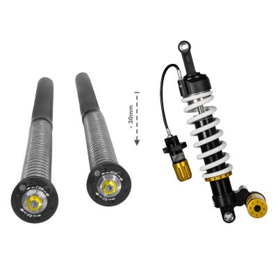 Kit suspension Touratech Extreme 2 avec abaissement -30 mm - Noir - Jaune