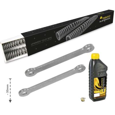 Kit suspension Touratech ressort de rechange (-35 mm) + biellete de rabaissement - Noir