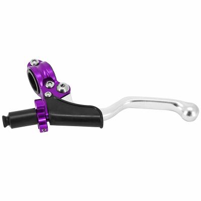 Levier d'embrayage Avoc MOTO UNIVERSEL ALU VIOLET - ARGENT POUSSIERE COURT 2 DOIGTS