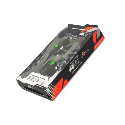 Leviers de frein et d'embrayage ART repliables noir/vis verte par paire