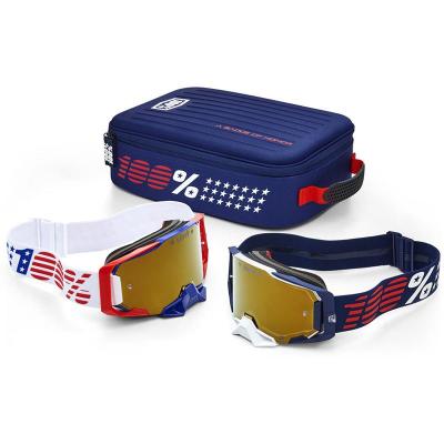 Masque Cross Pack 2 Armega Patriot Blanc/Marine Ecran Mirror True Gold 100