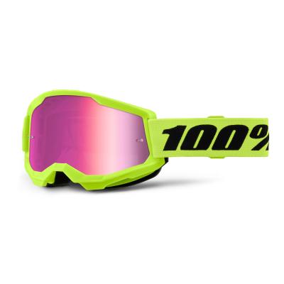 Masque cross 100% STRATA 2 Jaune Fluo - Mirror Rose 2025