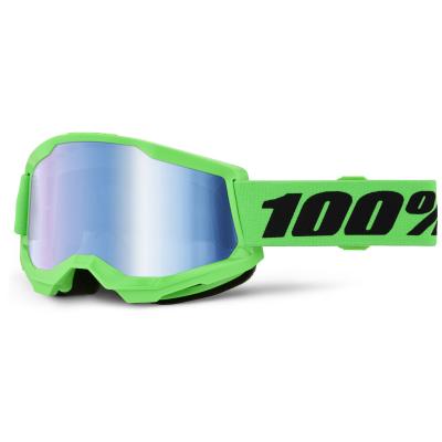 Masque cross 100% STRATA 2 Vert Fluo- Mirror Bleu 2026