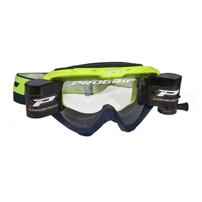 Masque cross Progrip RIOT Roll-Off 3450RO Jaune fluo/Bleu marine 2021