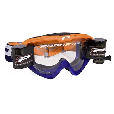 Masque cross Progrip RIOT Roll-Off 3450RO Orange fluo/Bleu 2021
