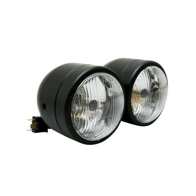 Phare avant Avoc OPTIQUE MOTO DOUBLE DIAM 90 mm LAMPE H4 FEU POSITION MAT ENTRAXE FIXATION 210mm HOMOLOGUE CE