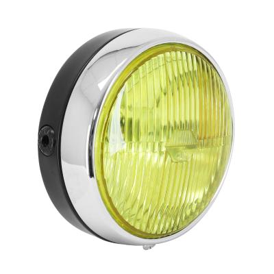 Phare avant P2R PROJECTEUR UNIVERSEL ROND ENTOURAGE CHROME VITRE JAUNE DIAM 140 mm AMPOULE BA20D