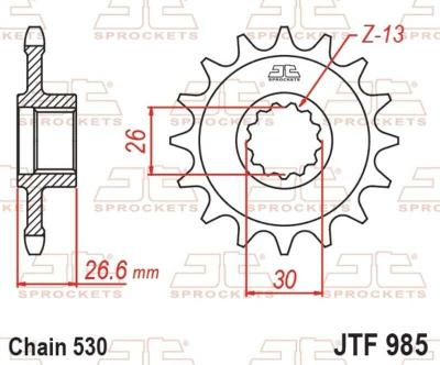 Pignon de sortie de boite JT. Acier Anti - bruit 530