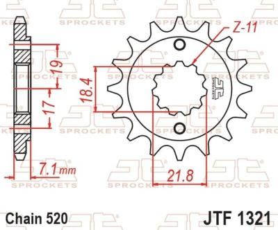 Pignon de sortie de boite JT. acier anti - bruit 1321 - 520 14 dents