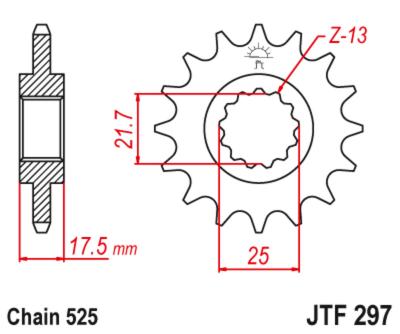 Pignon de sortie de boite JT. acier anti - bruit 297 - 525 15 dents