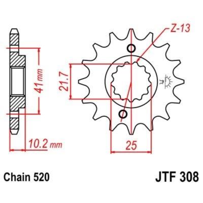 Pignon de sortie de boite JT. acier anti - bruit 308 - 520