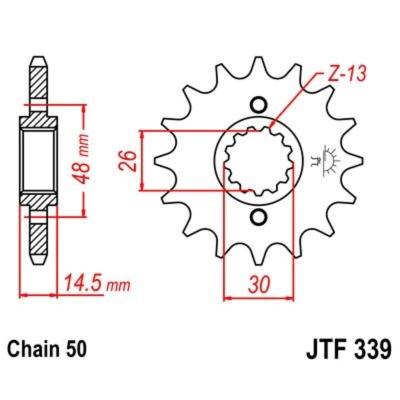 Pignon de sortie de boite JT. acier anti - bruit 339 - 530