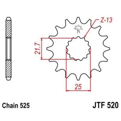 Pignon de sortie de boite JT. acier anti - bruit 520 - 525