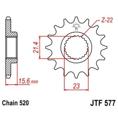 Pignon de sortie de boite JT. acier anti - bruit 577 - 520