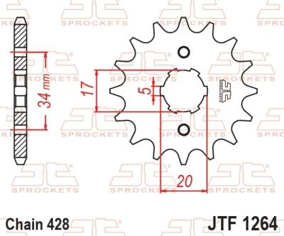 Pignon de sortie de boite JT. acier standard 1264 - 428 14 dents