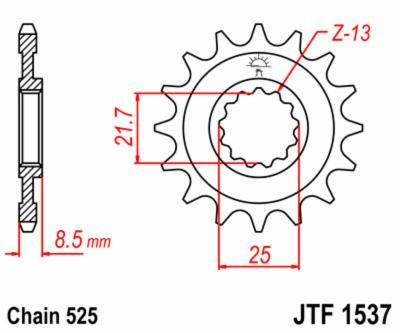 Pignon de sortie de boite JT. acier standard 1537 - 525